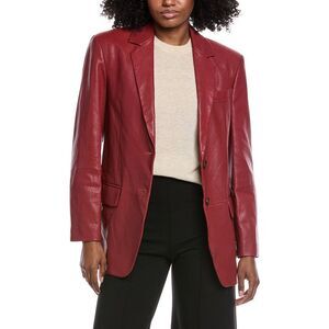 Brunello Cucinelli Womens  Leather Blazer, Red